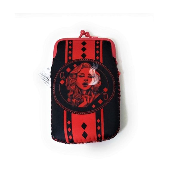 Rhinestone Design Neoprene Cigarette Pouch with Snap Clasp Closure - Picture 3 of 3